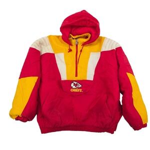 VTG 90s Kansas City Chiefs Starter Jacket Red Yellow Sz XXL Rare Size STAINED